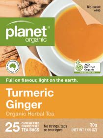 PLANET ORGANIC TEA TURMERIC GINGER X 25 TEA BAGS