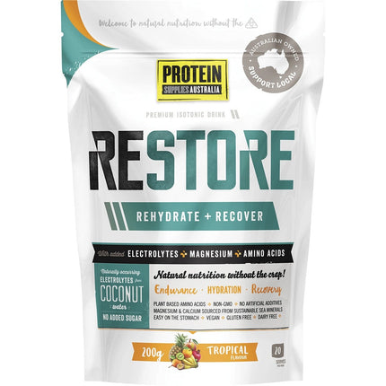 PROTEIN SUPPLIES AUSTRALIA - RESTORE HYDRATION RECOVERY DRINK 200G