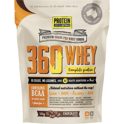 PROTEIN SUPPLIES AUSTRALIA - 360WHEY CHOCOLATE WPI+WPC COMBO 500G
