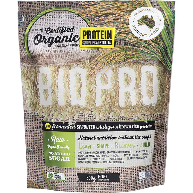 PROTEIN SUPPLIES AUSTRALIA - BIOPRO SPROUTED BROWN RICE PURE 500G