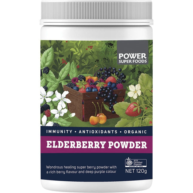 Power Super Foods - Elderberry Powder Certified Organic - 120g