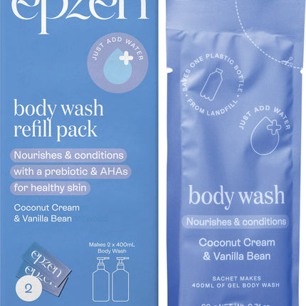 EPZEN Body Wash Refill Pack Coconut Cream & Vanilla Bean 2pk
