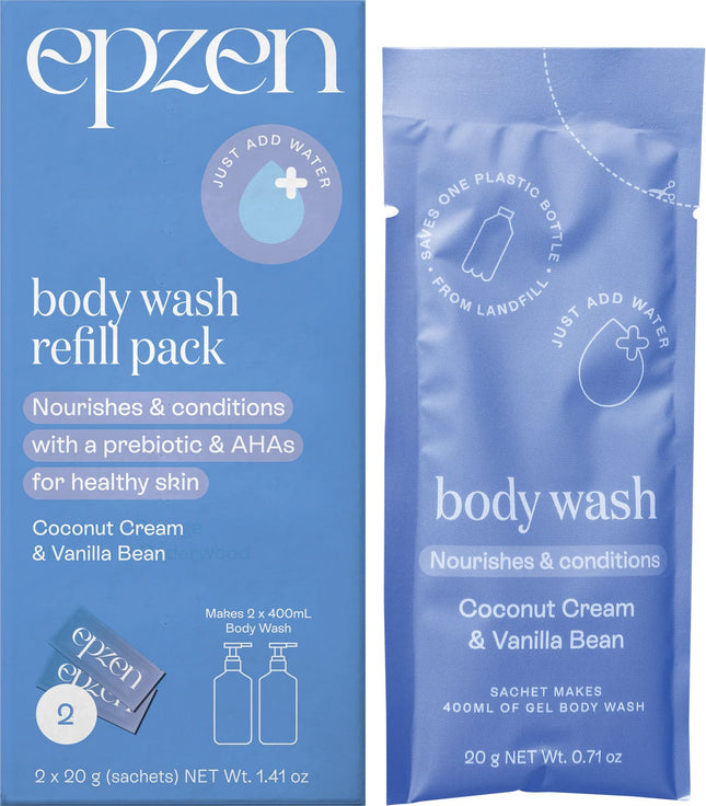 EPZEN Body Wash Refill Pack Coconut Cream & Vanilla Bean 2pk