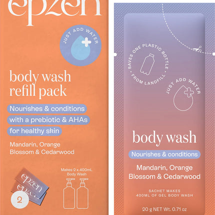 EPZEN Body Wash Refill Pack Mandarin Orangeblossom & Cedarwood 2pk