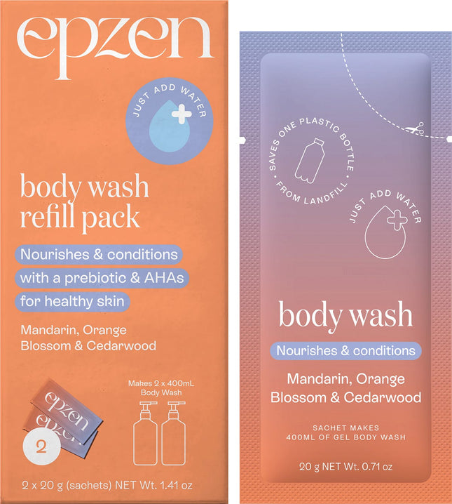 EPZEN Body Wash Refill Pack Mandarin Orangeblossom & Cedarwood 2pk