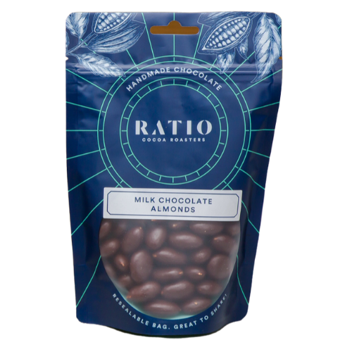 RATIO COCOA ROASTERS MILK CHOCOLATE ALMONDS ~ 200G