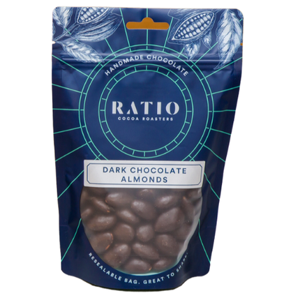 RATIO COCOA ROASTERS DARK CHOCOLATE ALMONDS (VEGAN) ~ 200G