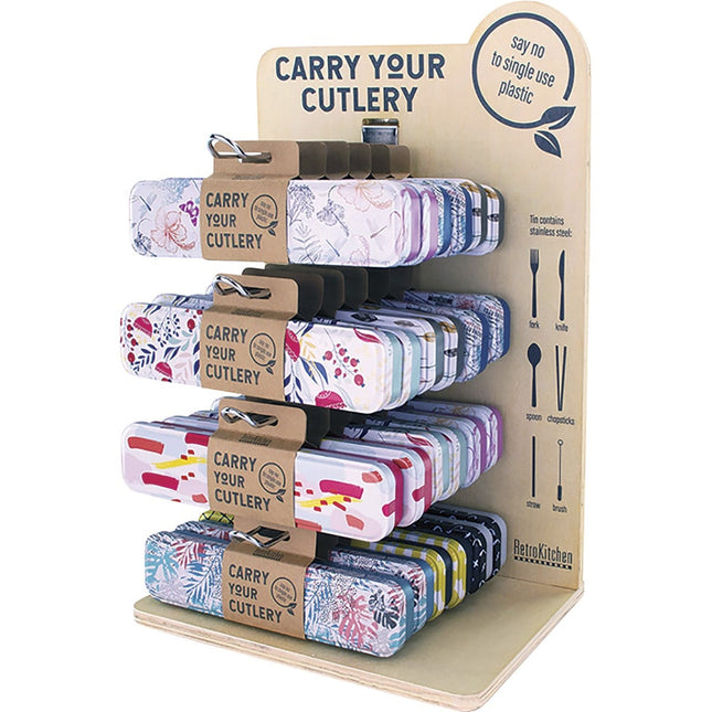 Retrokitchen - Carry Your Cutlery Display Stand Assorted Designs - x24
