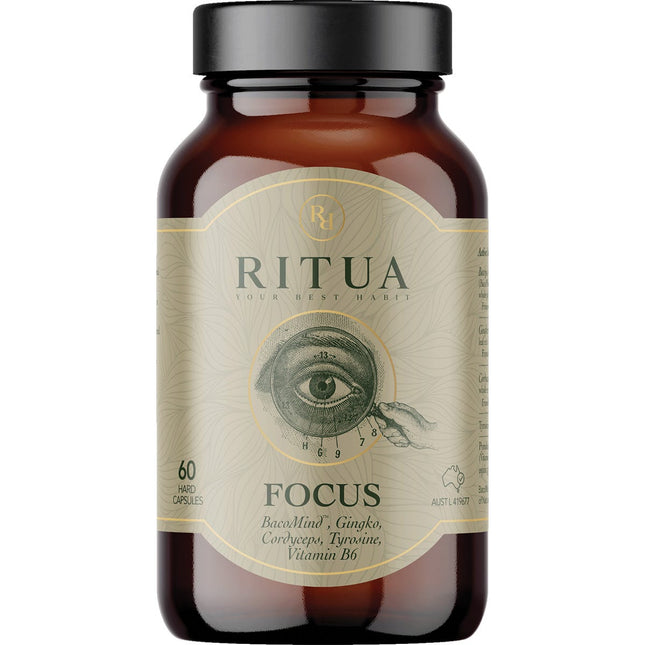 RITUA FOCUS Bacomind Ginko Cordyceps Tyrosine B6 60 Caps | Snack