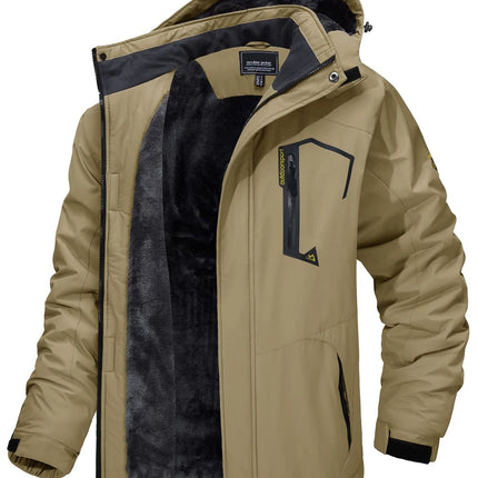 TACVASEN Fleece Lining Mountain Jackets Mens Hiking Jackets Outdoor Removable Hooded Coats Ski Snowboard Parka Winter Outwear