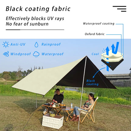 Black Coated Tarp - 99% UV Block, Waterproof Sun Shelter Canopy.