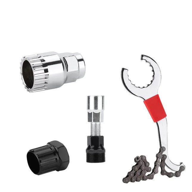 Bicycle Repair Tool Kit: Flywheel Removal, Chain Breaker, Crank Puller, Wrench