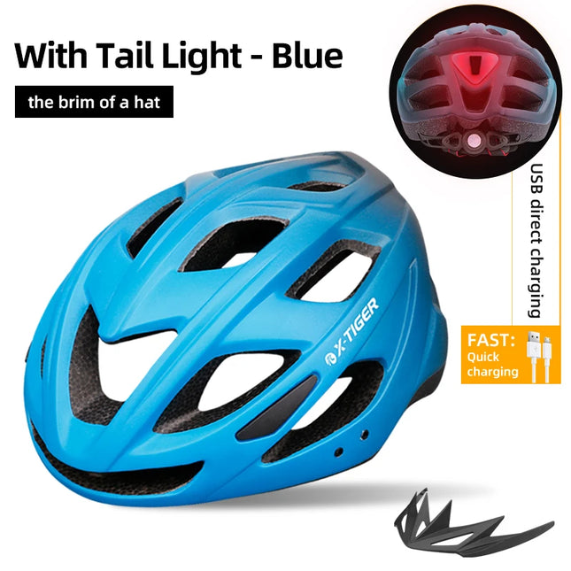 X-TIGER LED Cycling Helmet  Rechargeable Brim Design for Road & Mountain Bikes