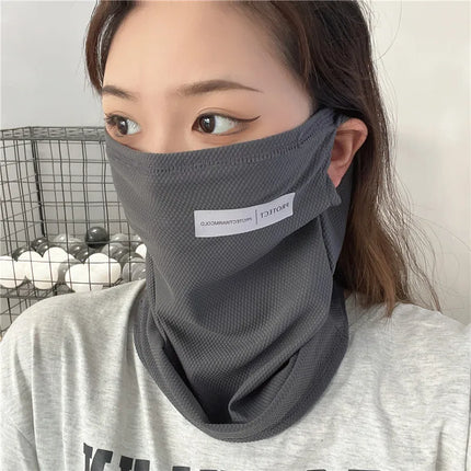 2Pcs Sun Protection Arm Sleeves & Cooling Ice Silk Face Mask for Summer, Cycling, Driving