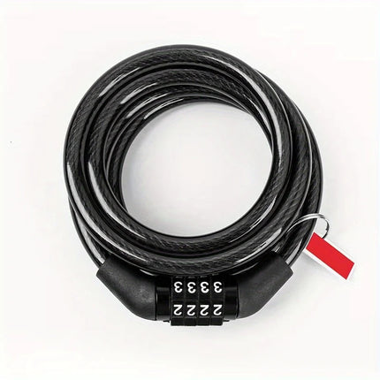 Anti-Theft Bicycle Combination Lock - Strong Steel Cable, Scratch-Proof & Drill-Resistant