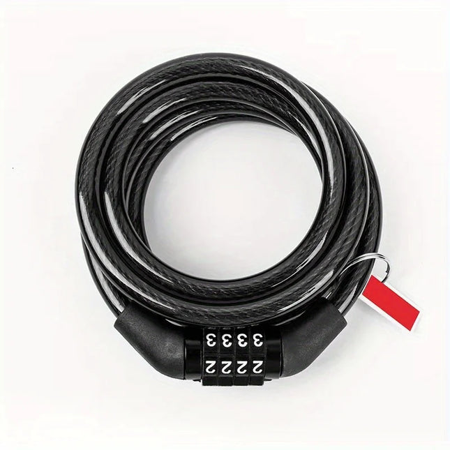Anti-Theft Bicycle Combination Lock - Strong Steel Cable, Scratch-Proof & Drill-Resistant