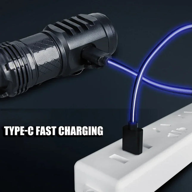 High-quality 3*SST20 LED flashlight with 18350 rechargeable battery.