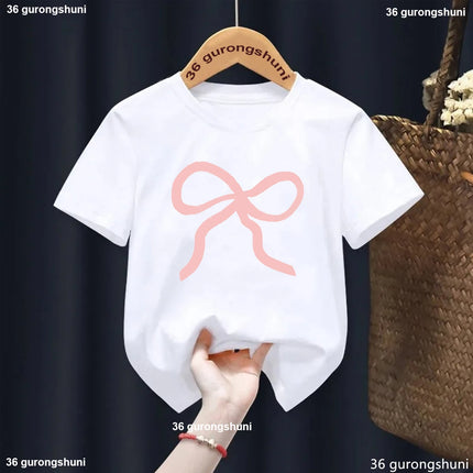 Summer Girls T-Shirt  Short Sleeved with Bowtie Print