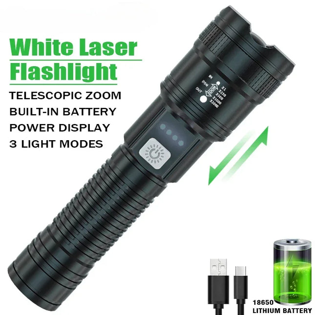 Powerful P70 LED flashlight with 5000 lumens.