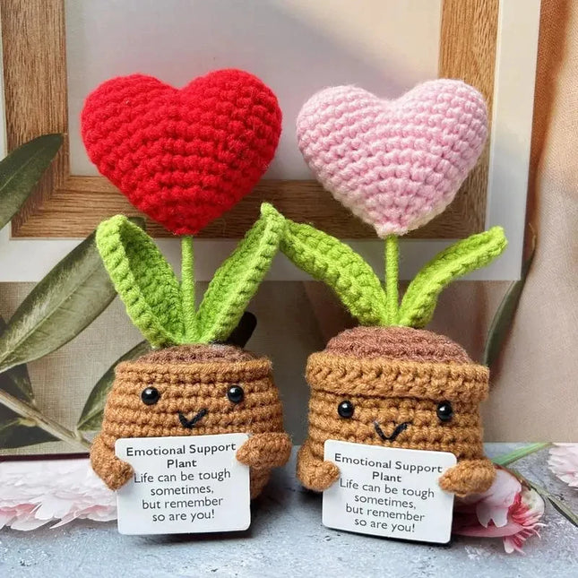Positive Energy Heart Flower Doll  Hand-woven Knitted