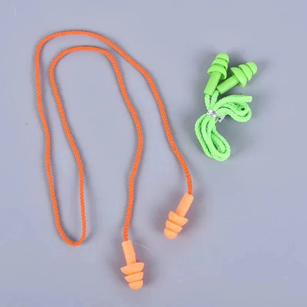 1 Pc Silicone Ear Plugs for Sleep, Noise Reduction, Swimming, and Diving with Rope