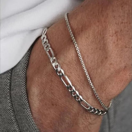 Stainless Steel Jewelry Set - Retro Bracelet, Necklace & Ring