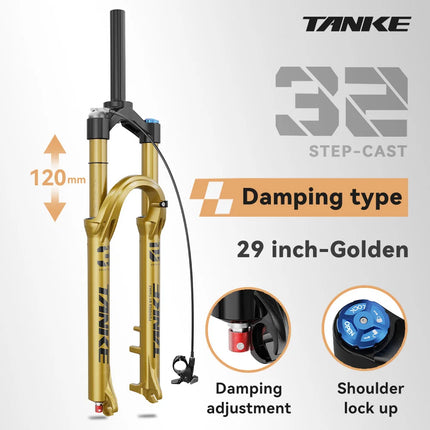 TANKE MTB Bike Fork  120mm Travel, Rebound Adjustable, Quick Release
