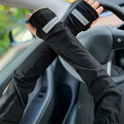 2Pcs Sun Protection Arm Sleeves & Cooling Ice Silk Face Mask for Summer, Cycling, Driving