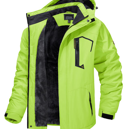 TACVASEN Fleece Lining Mountain Jackets Mens Hiking Jackets Outdoor Removable Hooded Coats Ski Snowboard Parka Winter Outwear