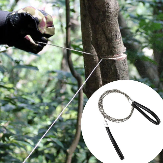Portable Stainless Steel Wire Saw with Finger Handle - Outdoor Camping, Hiking, and Survival Tool for Manual Cutting