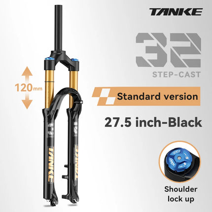 TANKE MTB Bike Fork  120mm Travel, Rebound Adjustable, Quick Release