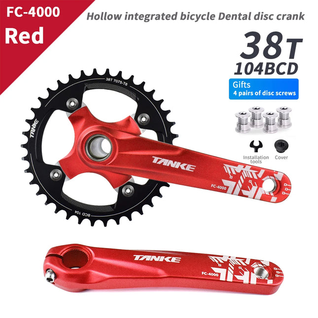 TANKE 170mm MTB Crankset, 104 BCD, Narrow/Wide Chainring, Square Hole