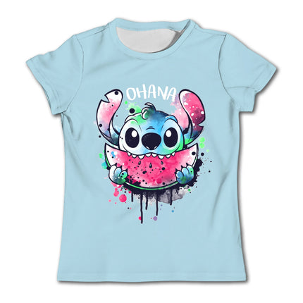 Girls Kawaii Stitch T-shirt Child Girl Clothing Toddler Tees Children Clothes 2024 Summer Short Sleeve Kids Boy Cartoon Tee Tops