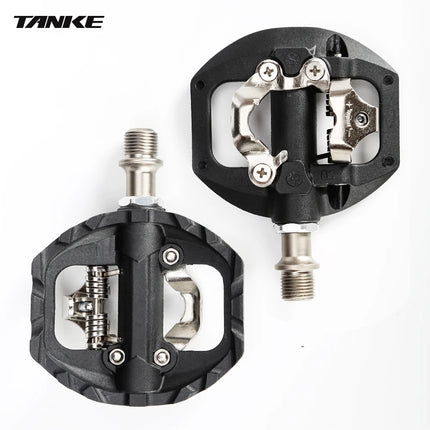 TANKE Mountain Bike Pedals SPD Dual Clipless & Flat Aluminum Pedals with 3 Sealed Bearings