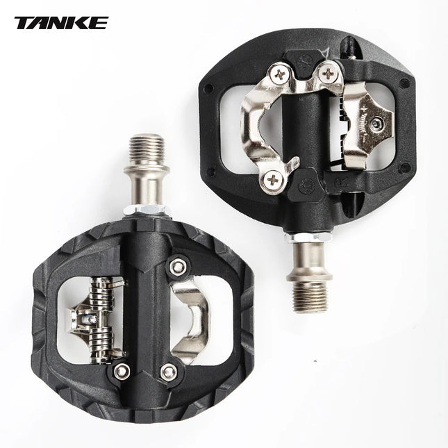 TANKE Mountain Bike Pedals SPD Dual Clipless & Flat Aluminum Pedals with 3 Sealed Bearings