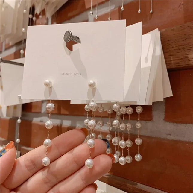 Simulation Pearl Long Earrings