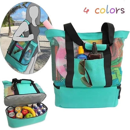Heat Preservation Mesh Picnic Tote Bag for Women, Waterproof, Double-layer, High Capacity