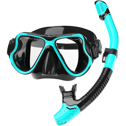 Dry Snorkel Mask Set, Panoramic View, Anti-Fog, Adjustable for Adults.