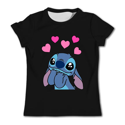 Girls Kawaii Stitch T-shirt Child Girl Clothing Toddler Tees Children Clothes 2024 Summer Short Sleeve Kids Boy Cartoon Tee Tops