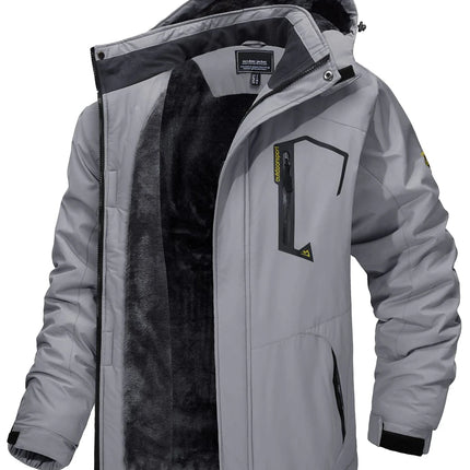 TACVASEN Fleece Lining Mountain Jackets Mens Hiking Jackets Outdoor Removable Hooded Coats Ski Snowboard Parka Winter Outwear