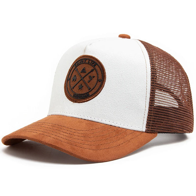 New Circular Leather Label Trucker Hat