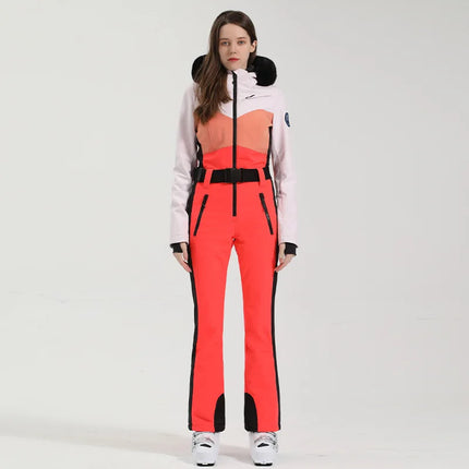 GSOU SNOW One-piece Ski Suit Women Thickening Snowboard Female Overalls Winter Windproof Waterproof Breathable Clothing Skiing