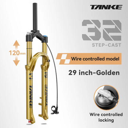 TANKE MTB Bike Fork  120mm Travel, Rebound Adjustable, Quick Release