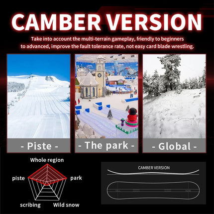 New Snowboard for Beginners, Advanced Players, Comprehensive Men's and Women's Adult Snowboard Equipment, Professional Flat-Engraved Skateboard, Simple Classic Style Ski Equipment for Young People