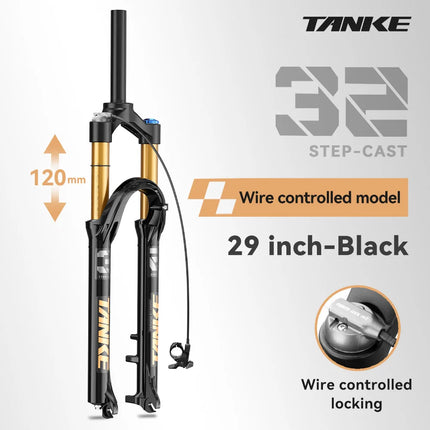 TANKE MTB Bike Fork  120mm Travel, Rebound Adjustable, Quick Release