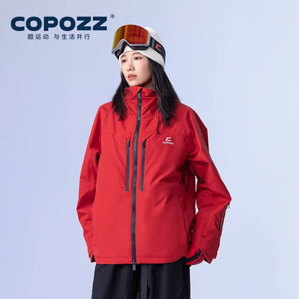 COPOZZ 3L Ski Jacket - Windproof & Waterproof Hooded Ski Coat for Men and Women
