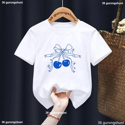 Summer Girls T-Shirt  Short Sleeved with Bowtie Print