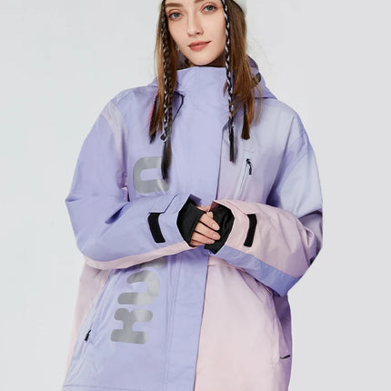 Gradient Ski Suit Girl Waterproof  Warm Loose Cotton Clip Snowboard Pink Purple Woman Adult Men Winter Outdoor Jacket Coat Pants