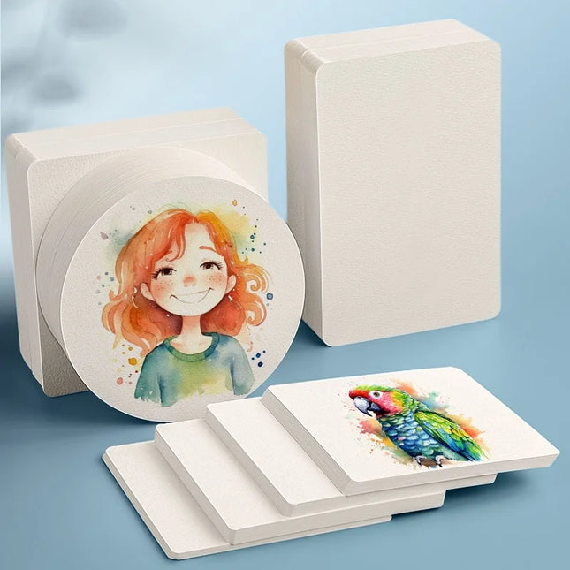 20/40/50/60/100 Sheets Watercolor Paper for Painting, Square/Round Postcard, Art Supplies