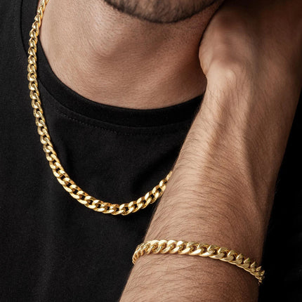 Stainless Steel Jewelry Set - Retro Bracelet, Necklace & Ring